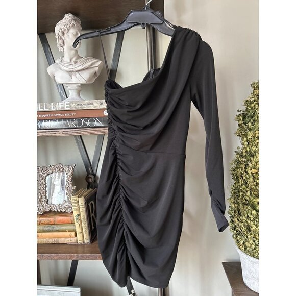 Cinq a Sept Alora One Shoulder Bodycon Ruched Mini Dress Black Womens -  mordernwear.com